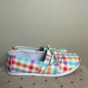 Toms Alpargata Pastel Plaid Bow Tie Slip On Shoes Women’s 7.5